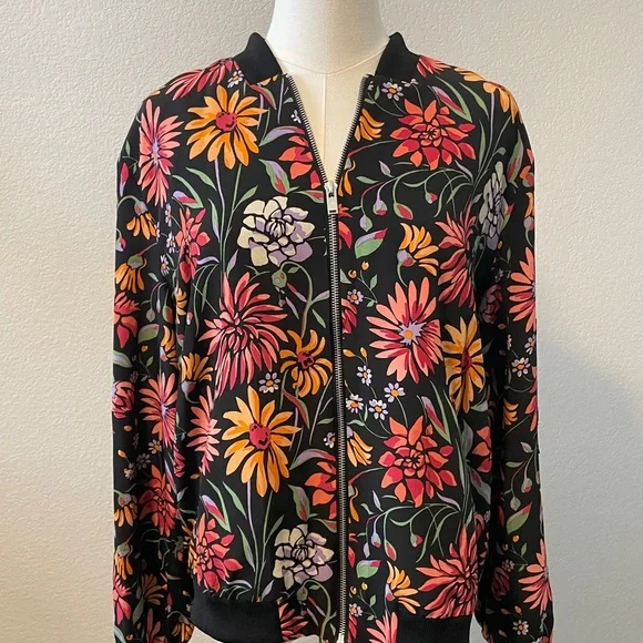 Philosophy Black Floral Bomber Jacket - Picture 2 of 6